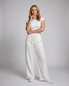 Women's Loose-Fitting Summer Trousers with Elastic Waistband - Front View