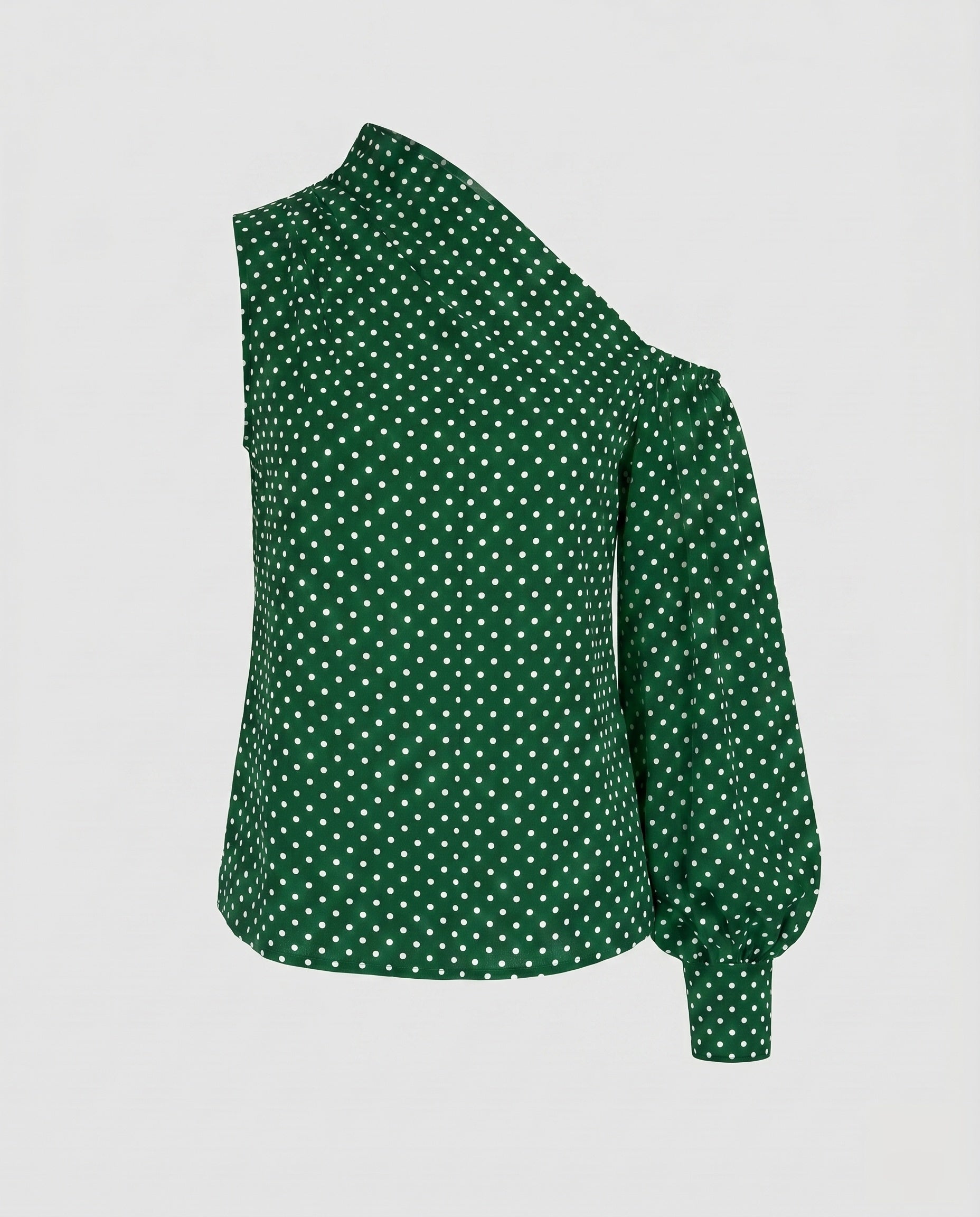 Women's Asymmetrical Blouse Shirt with Puff Sleeves