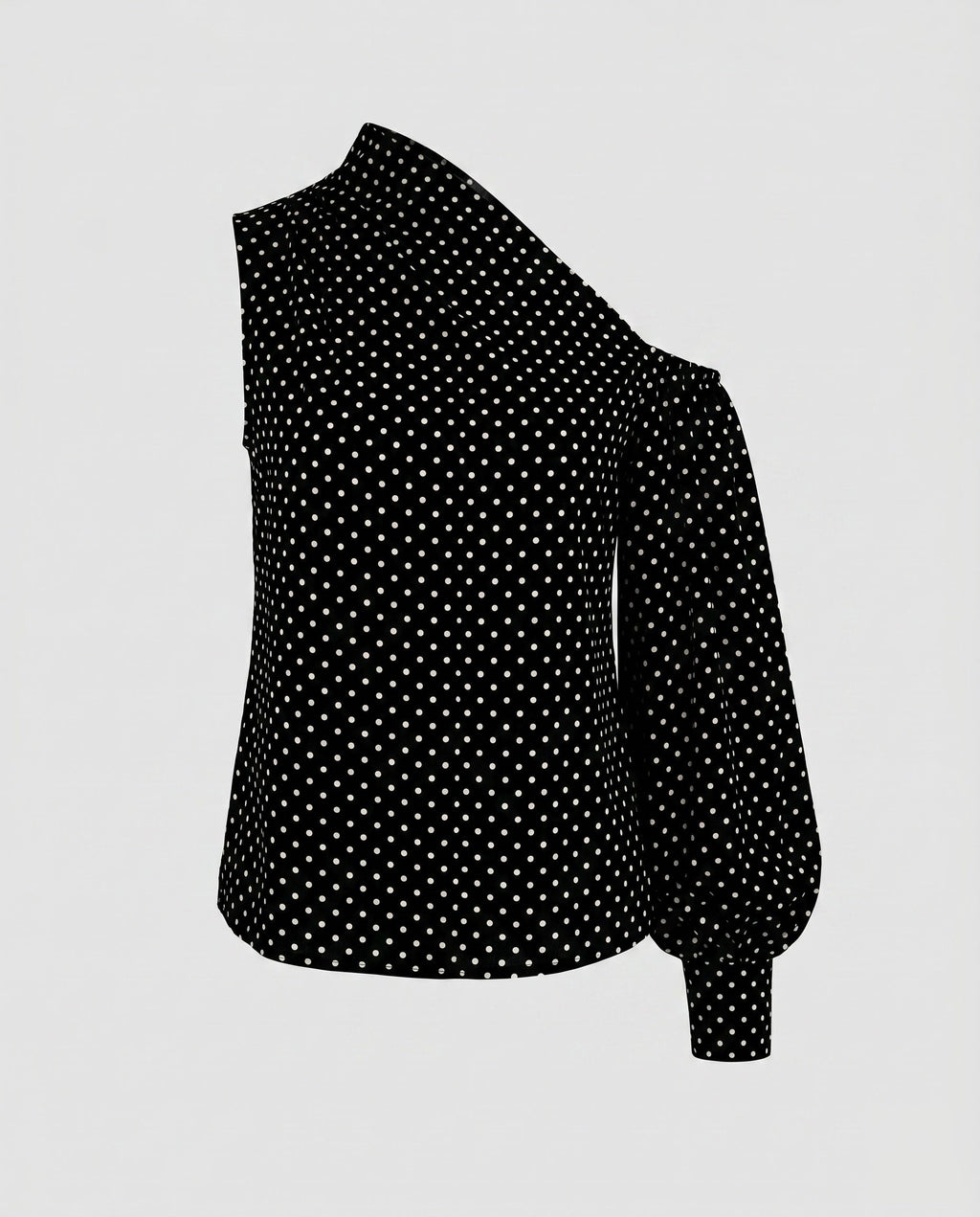 Women's Asymmetrical Blouse Shirt with Puff Sleeves