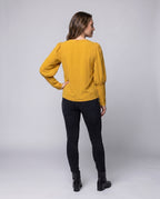 Women's Blouse Shirt with Puff Sleeves and Elegant Cut - Back View