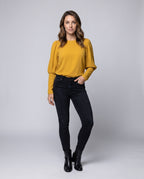 Women's Blouse Shirt with Puff Sleeves and Elegant Cut - Front View