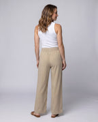 Women's Airy and Comfortable Summer Pants with Elastic Waistband - Back View