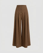 Women's Wide Trousers with Button Detail
