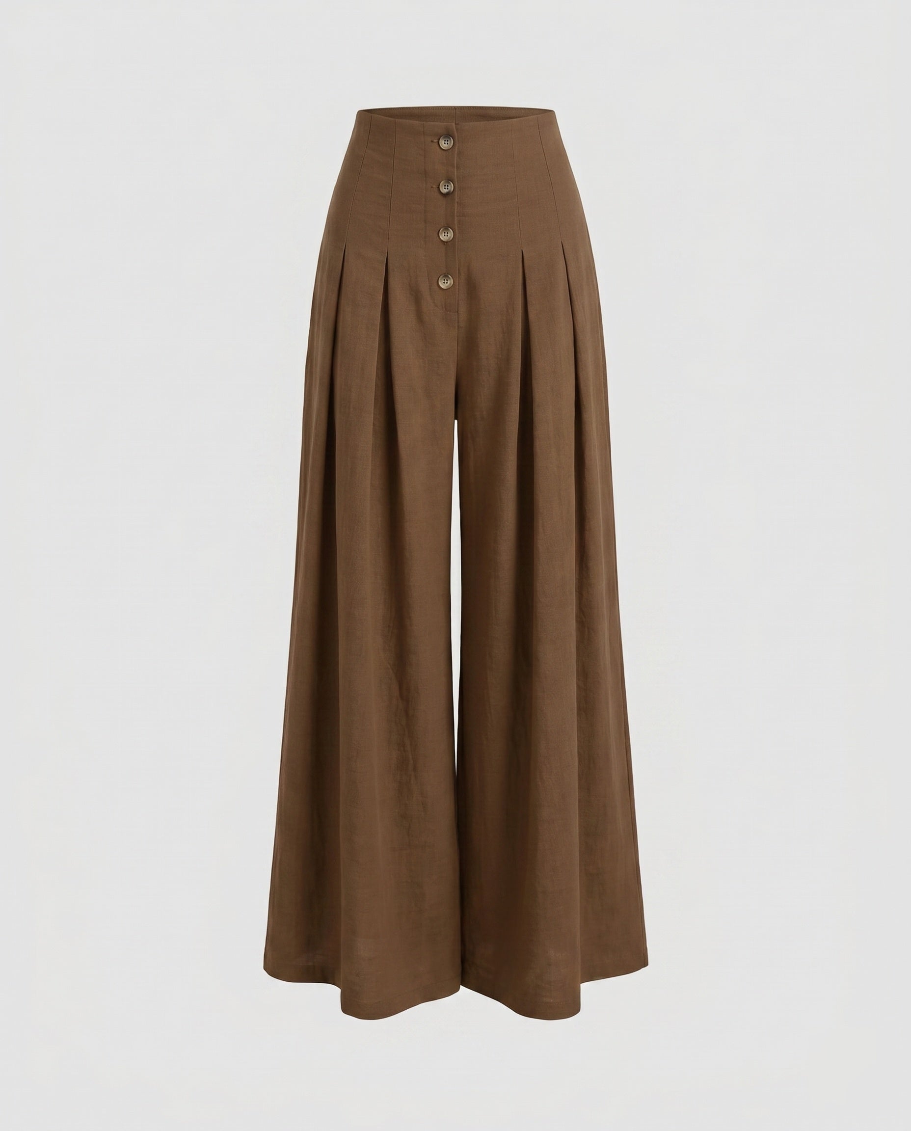 Women's Wide Trousers with Button Detail