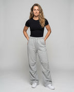 Women's Comfortable Sweatpants with Elastic Waistband and Side Pockets - Front View