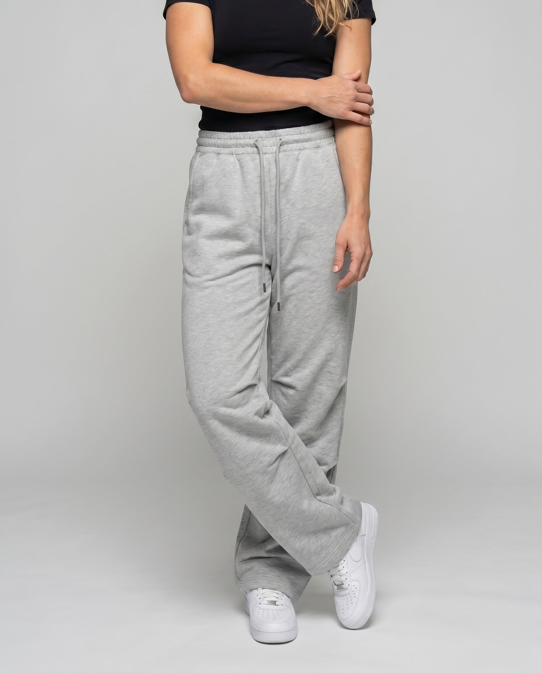 Women's Comfortable Sweatpants with Elastic Waistband and Side Pockets - Lower Body View