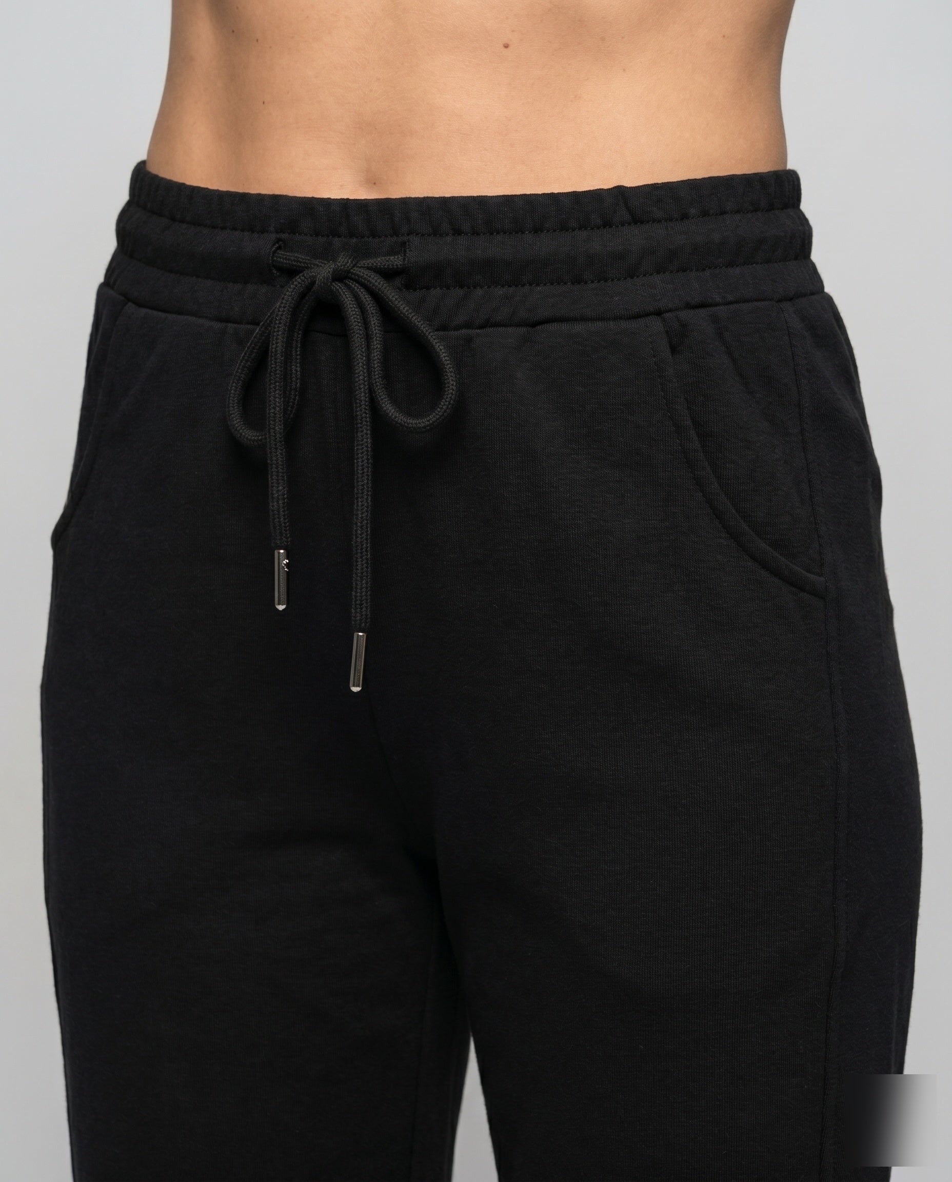 Women's Comfortable High-Waist Leisure Pants with Wide Leg - Close-Up Detail