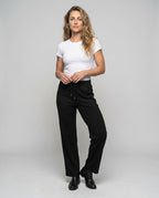 Women's Comfortable High-Waist Leisure Pants with Wide Leg - Front View