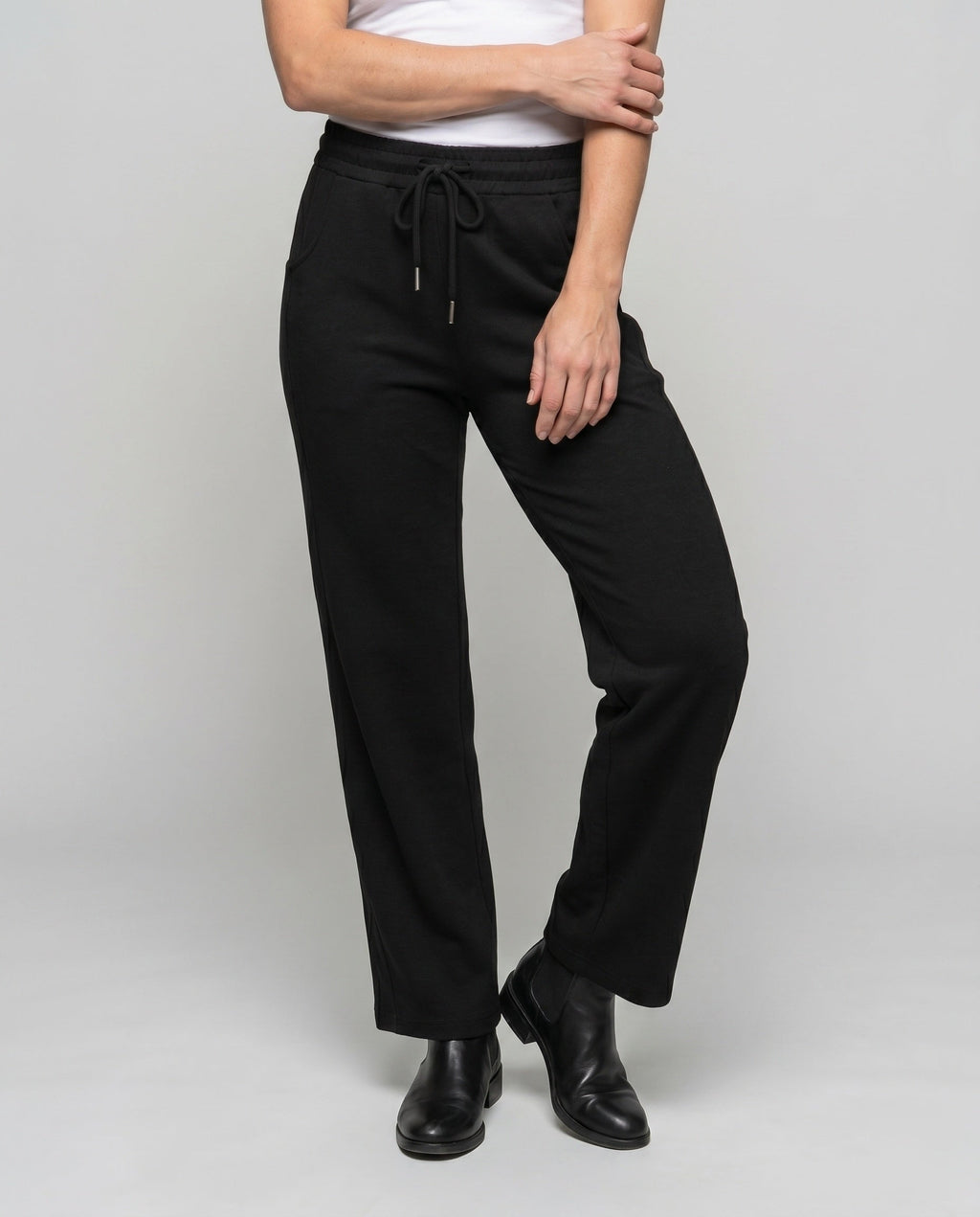 Women's Comfortable High-Waist Leisure Pants with Wide Leg - Lower Body View