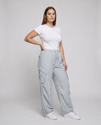 Women's Casual Cargo Pants with Loose Fit and Practical Pockets - Front View