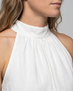 Women's Casual Two-Piece Set with Off-Shoulder Blouse and Wide Pants - Close-Up Detail