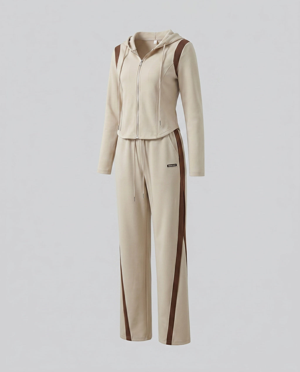 Women's Sporty Leisure Suit with Zipper and Hood