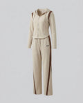 Women's Sporty Leisure Suit with Zipper and Hood