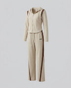 Women's Sporty Leisure Suit with Zipper and Hood