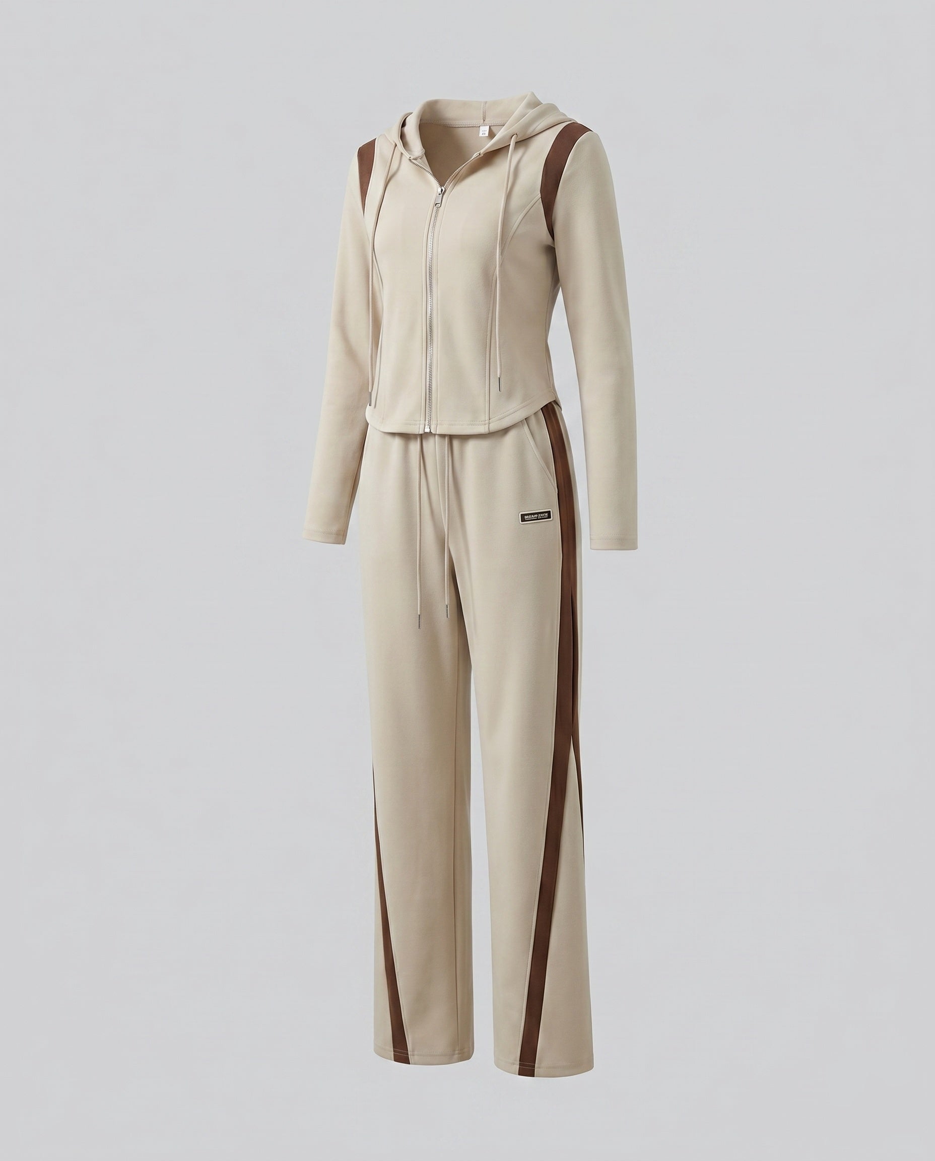Women's Sporty Leisure Suit with Zipper and Hood