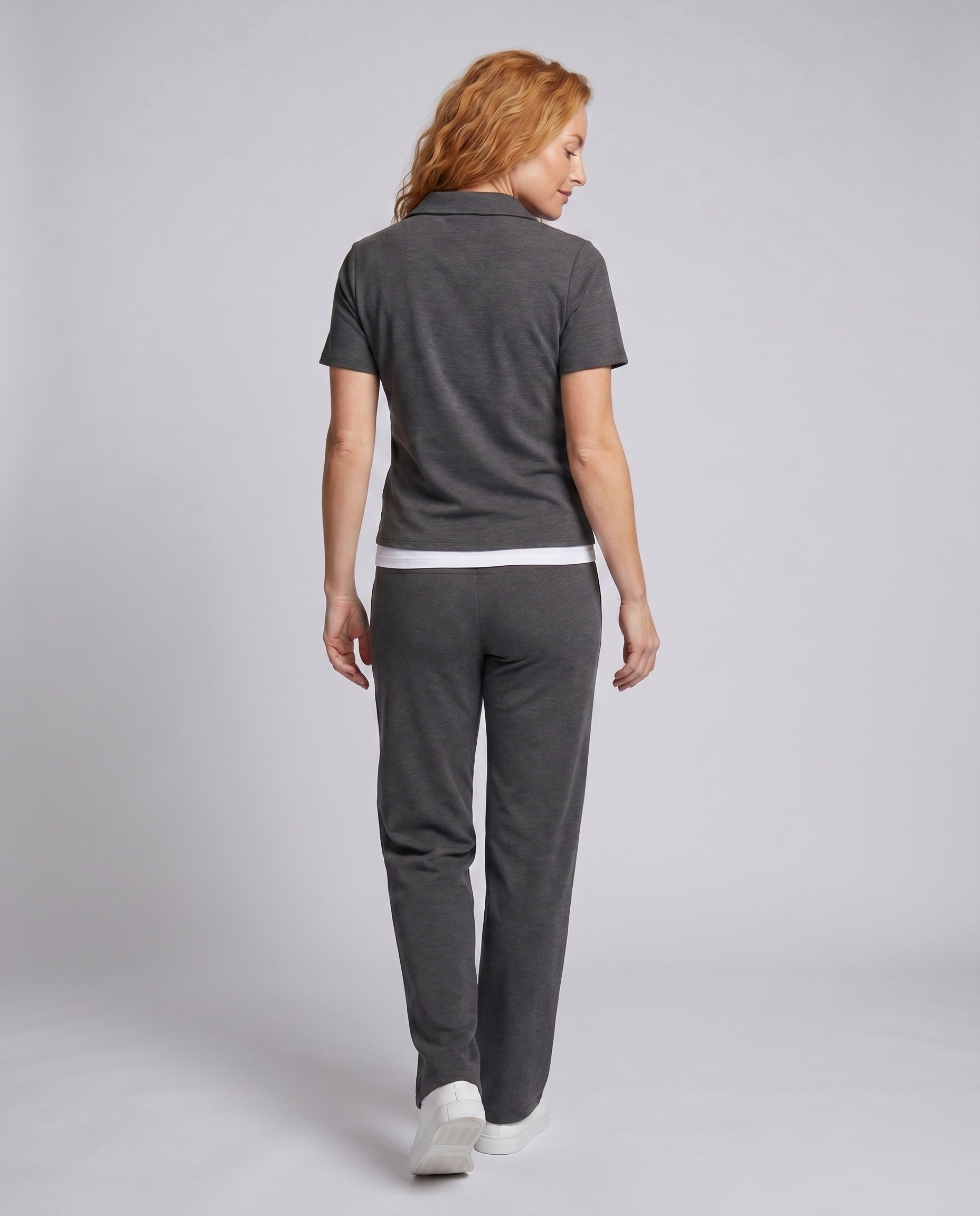 Women's Sporty Leisure Set with Hood and Elastic Waistband - Back View