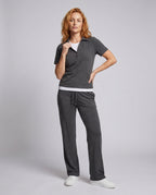 Women's Sporty Leisure Set with Hood and Elastic Waistband - Front View
