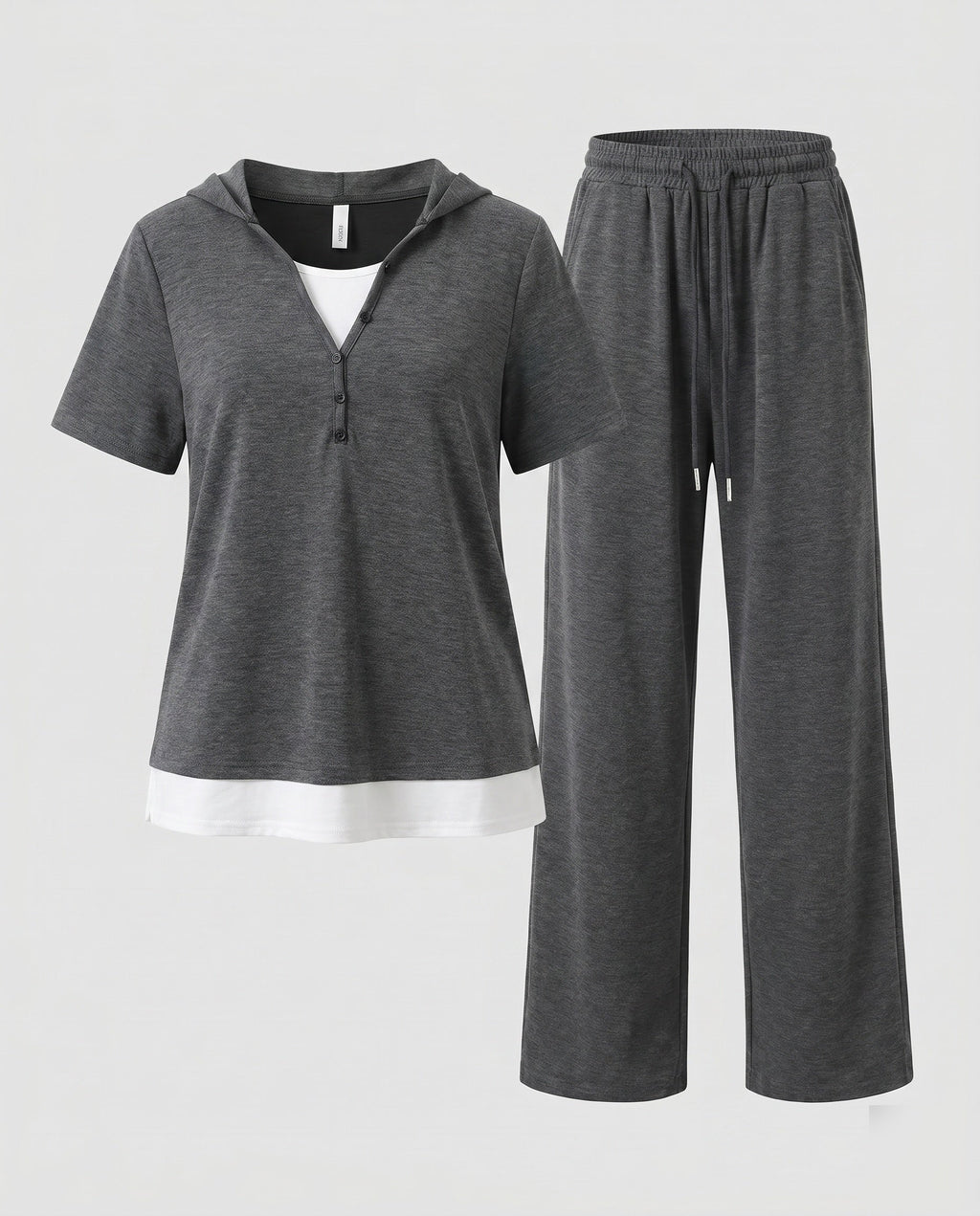 Women's Sporty Leisure Set with Hood and Elastic Waistband