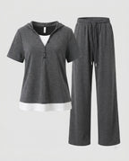 Women's Sporty Leisure Set with Hood and Elastic Waistband