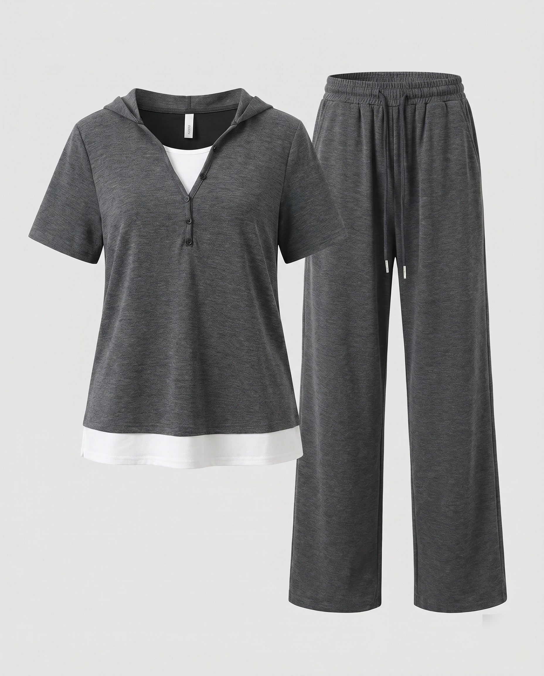 Women's Sporty Leisure Set with Hood and Elastic Waistband