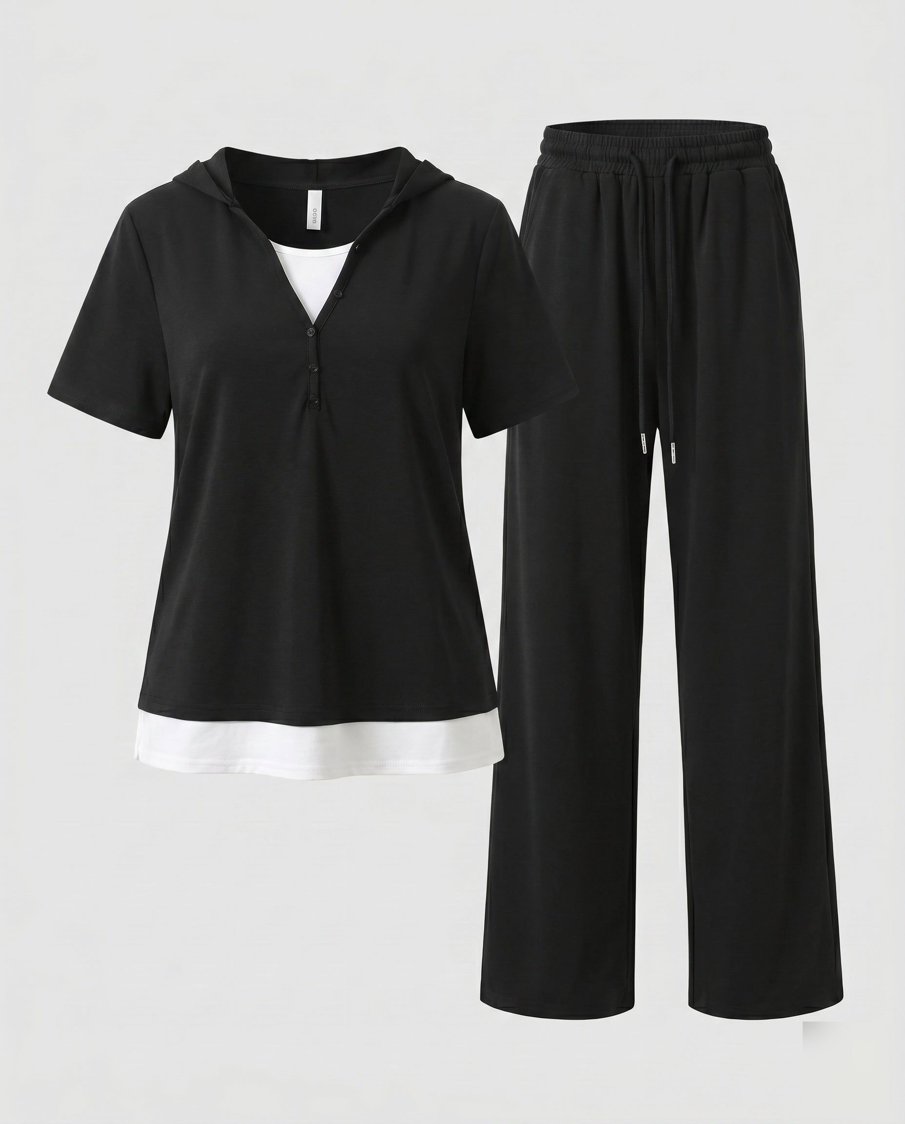 Women's Sporty Leisure Set with Hood and Elastic Waistband