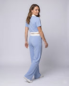 Women's Sporty Two-Piece Set with Casual T-Shirt and High Waist Pants - Back View