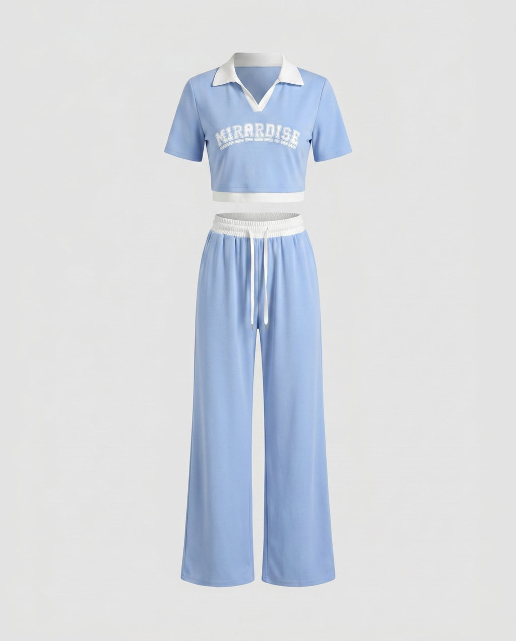 Women's Sporty Two-Piece Set with Casual T-Shirt and High Waist Pants