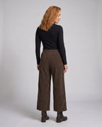 Women's Wide Corduroy Pants with a Loose Fit and Elastic Waistband - Back View