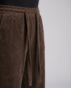 Women's Wide Corduroy Pants with a Loose Fit and Elastic Waistband - Close-Up Detail