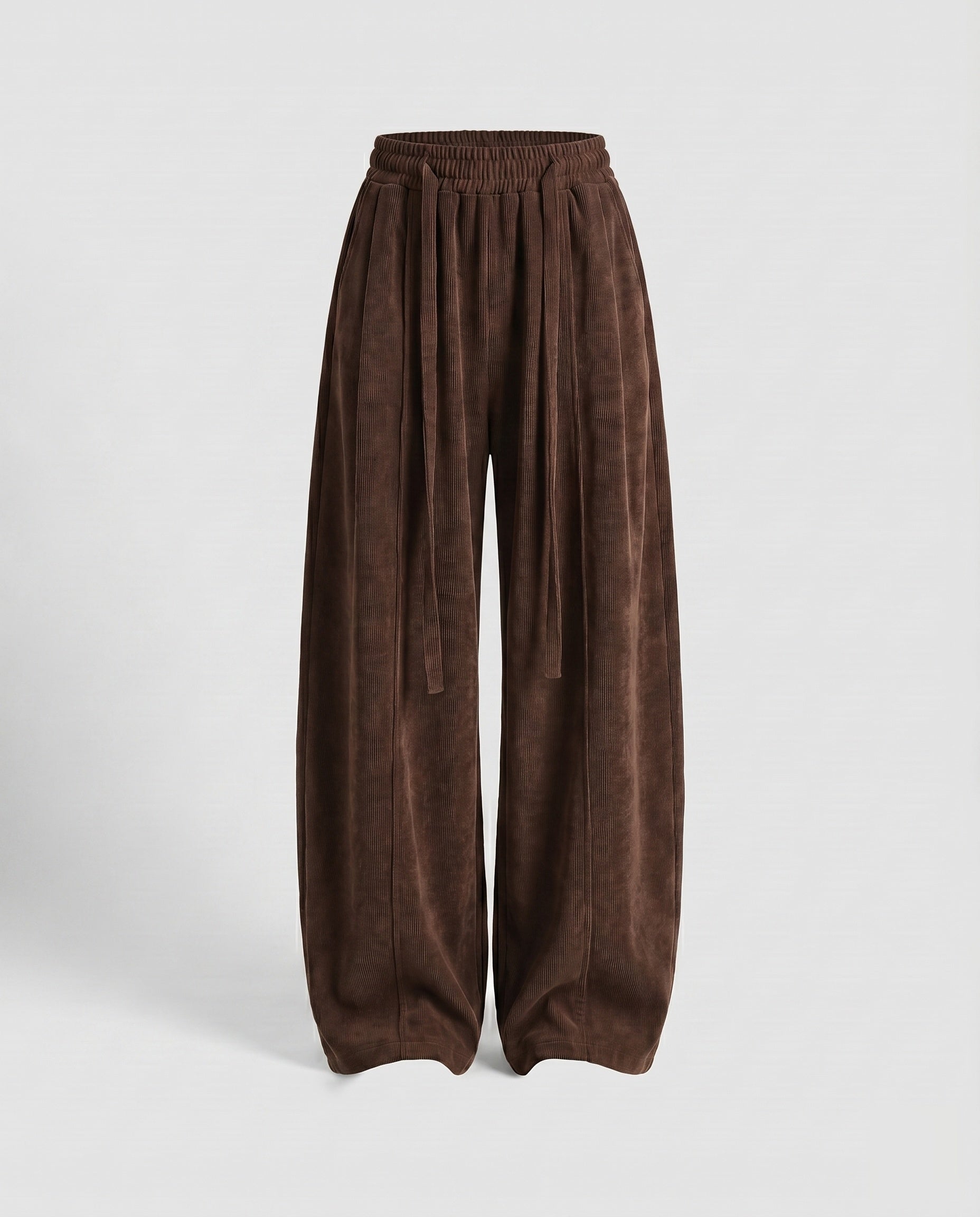 Women's Wide Corduroy Pants with a Loose Fit and Elastic Waistband