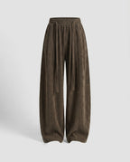 Women's Wide Corduroy Pants with a Loose Fit and Elastic Waistband