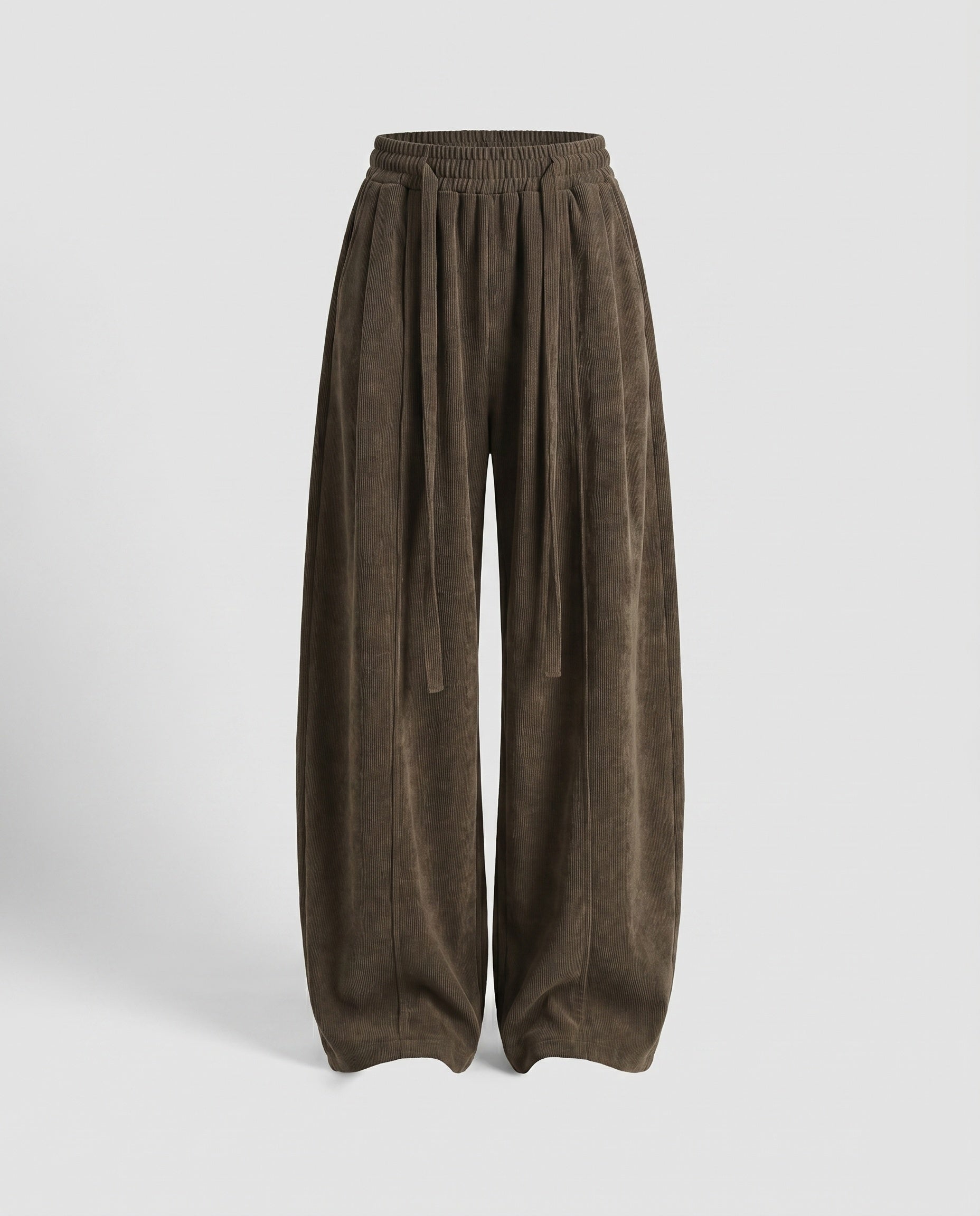 Women's Wide Corduroy Pants with a Loose Fit and Elastic Waistband