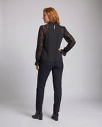 Women's Blouse Top with Sophisticated Lace Sleeves - Back View