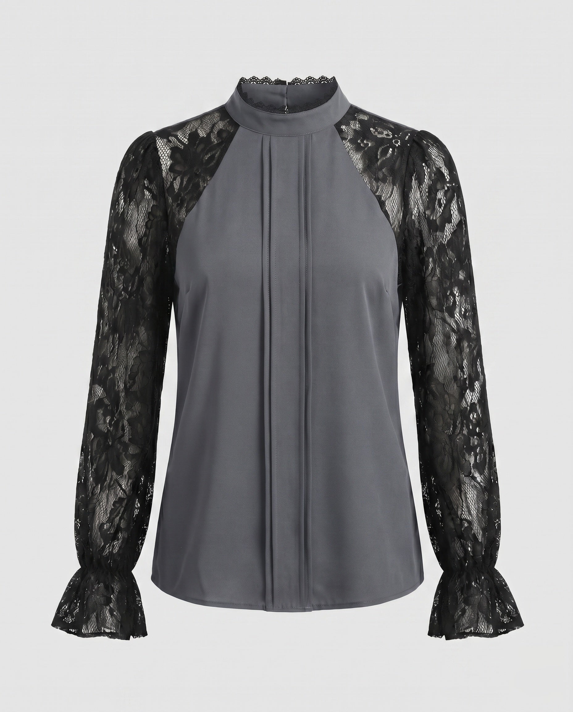 Women's Blouse Top with Sophisticated Lace Sleeves