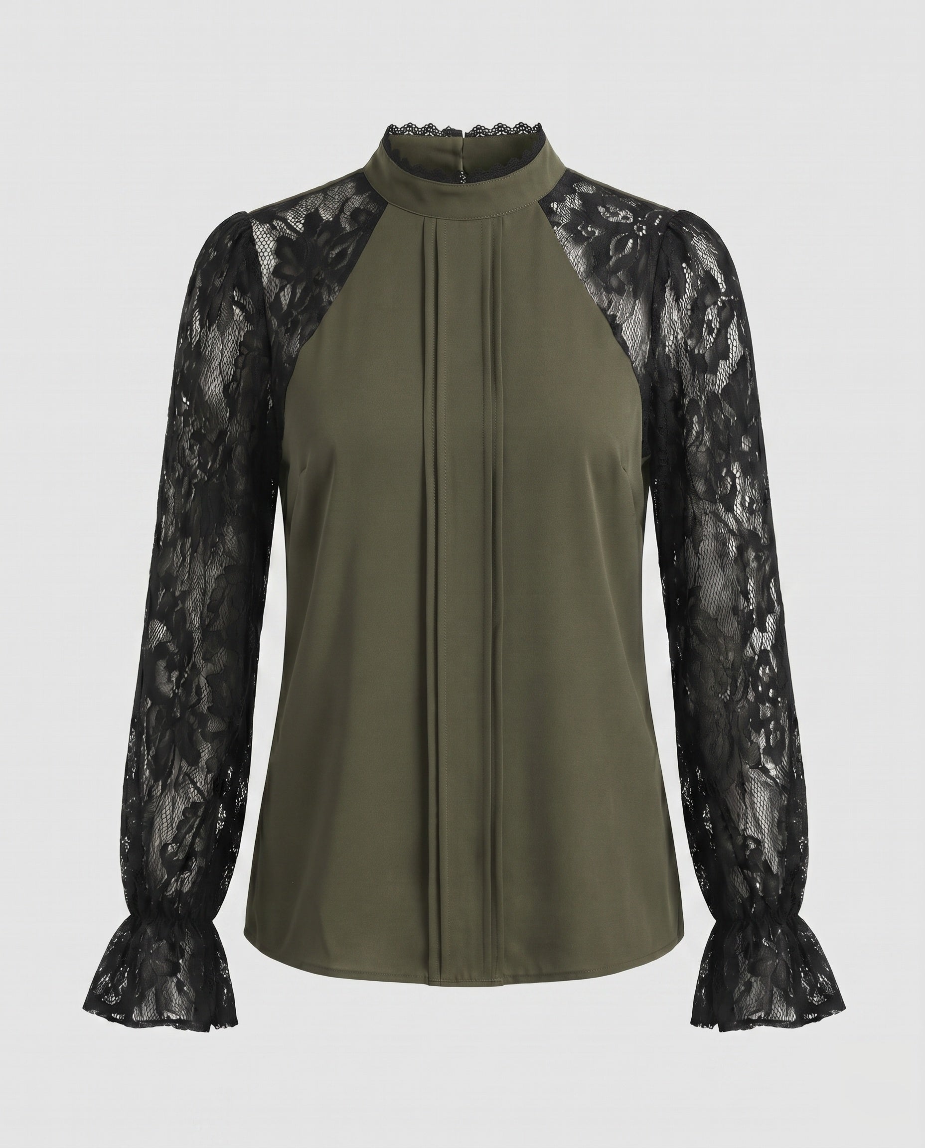 Women's Blouse Top with Sophisticated Lace Sleeves
