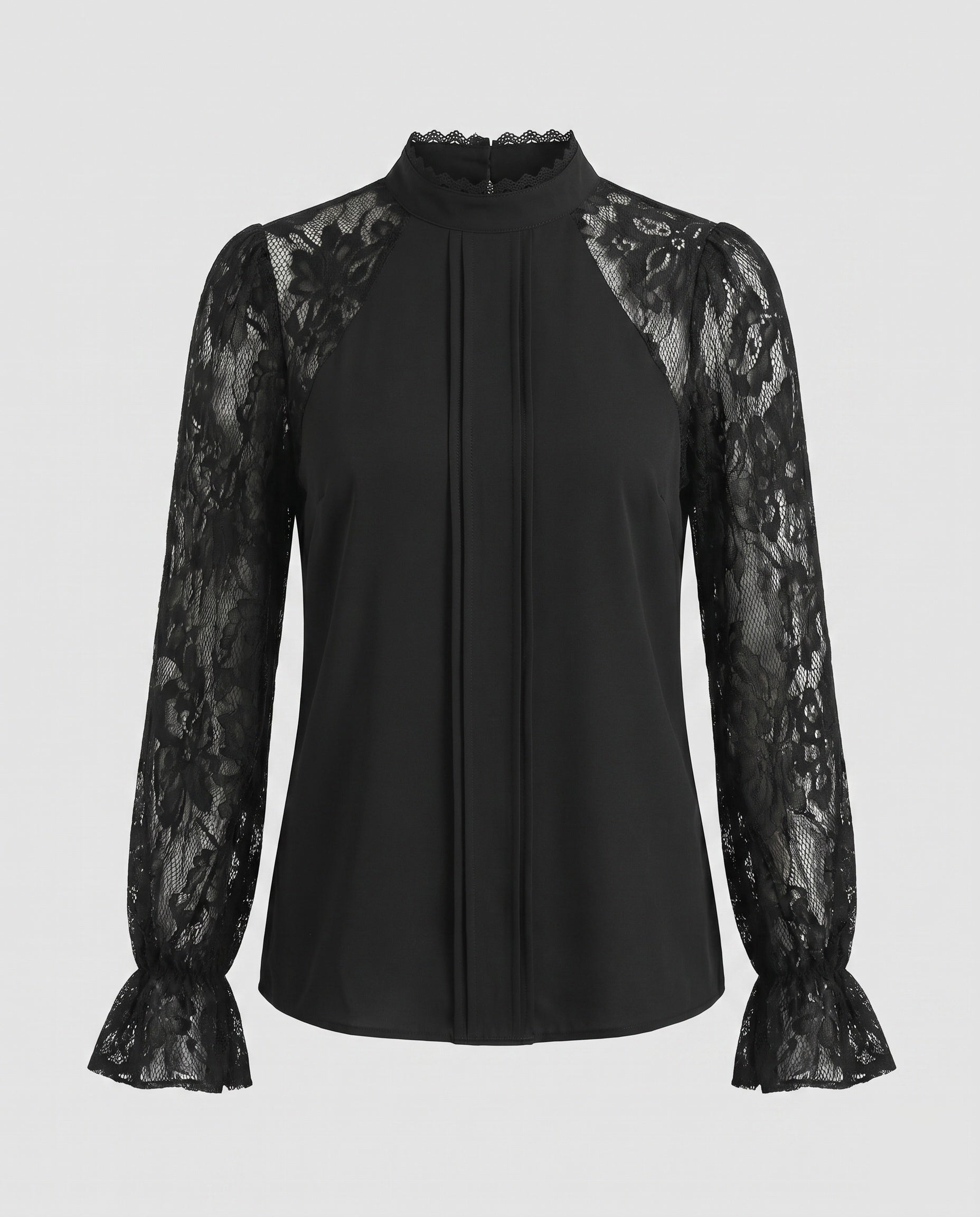 Women's Blouse Top with Sophisticated Lace Sleeves