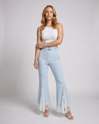 Women's Elegant Marlene Trousers with Lace Accents - Front View