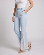 Women's Elegant Marlene Trousers with Lace Accents - Lower Body View