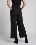 Women's High-Waisted Wide Leg Pants with Belt Loops and Pleats - Lower Body View