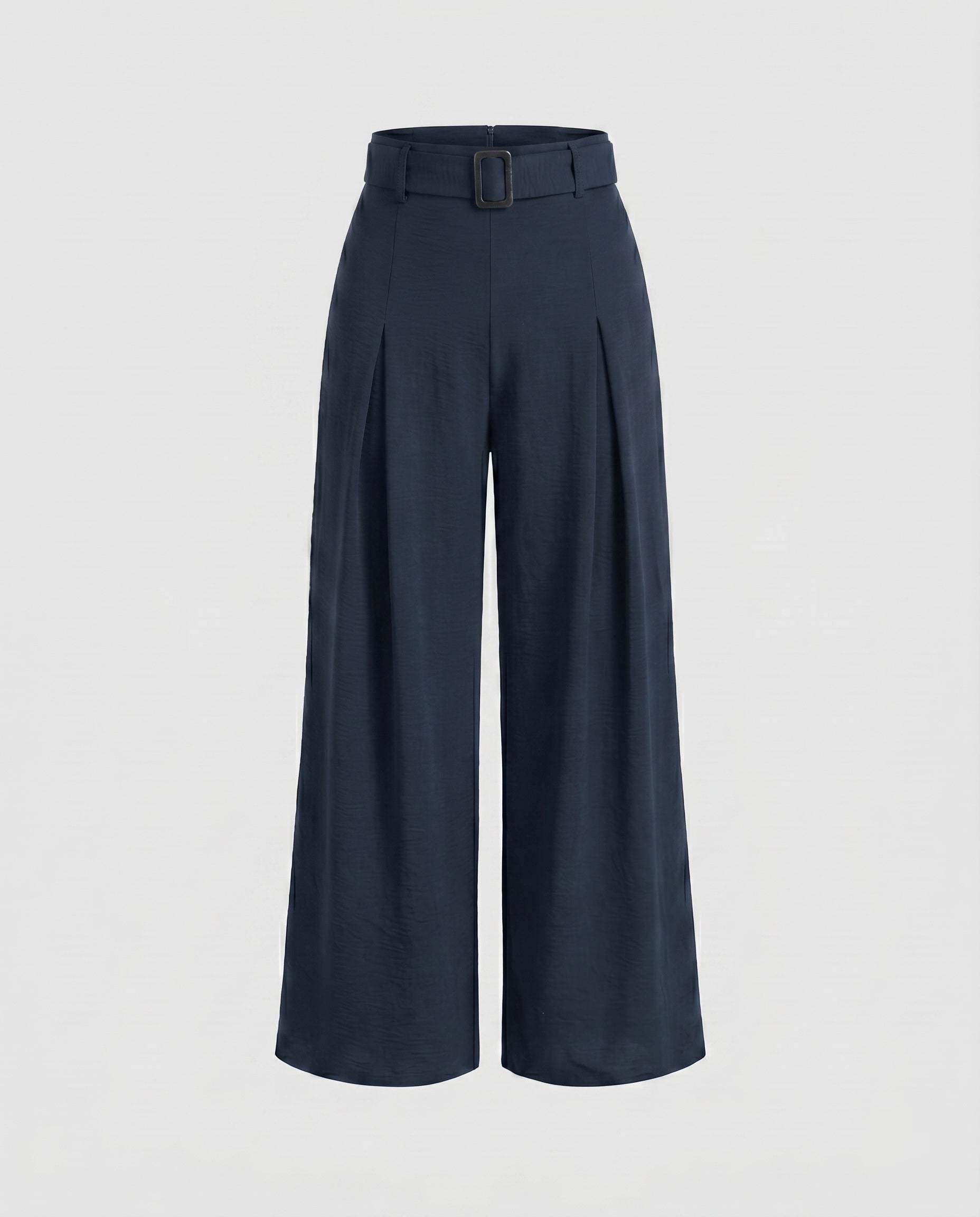 Women's High-Waisted Wide Leg Pants with Belt Loops and Pleats