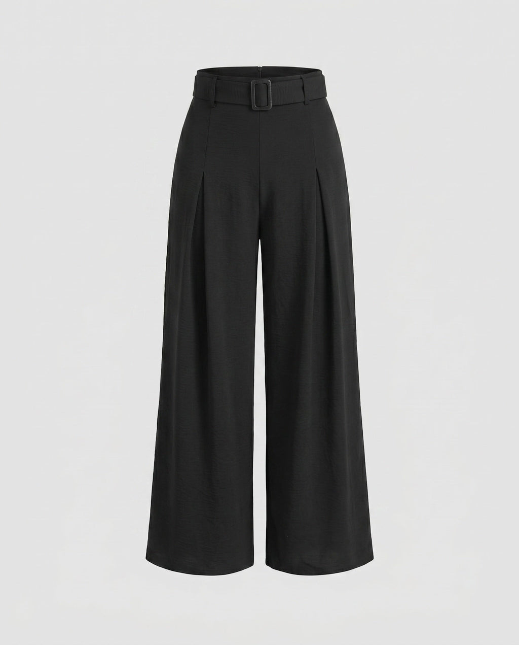 Women's High-Waisted Wide Leg Pants with Belt Loops and Pleats