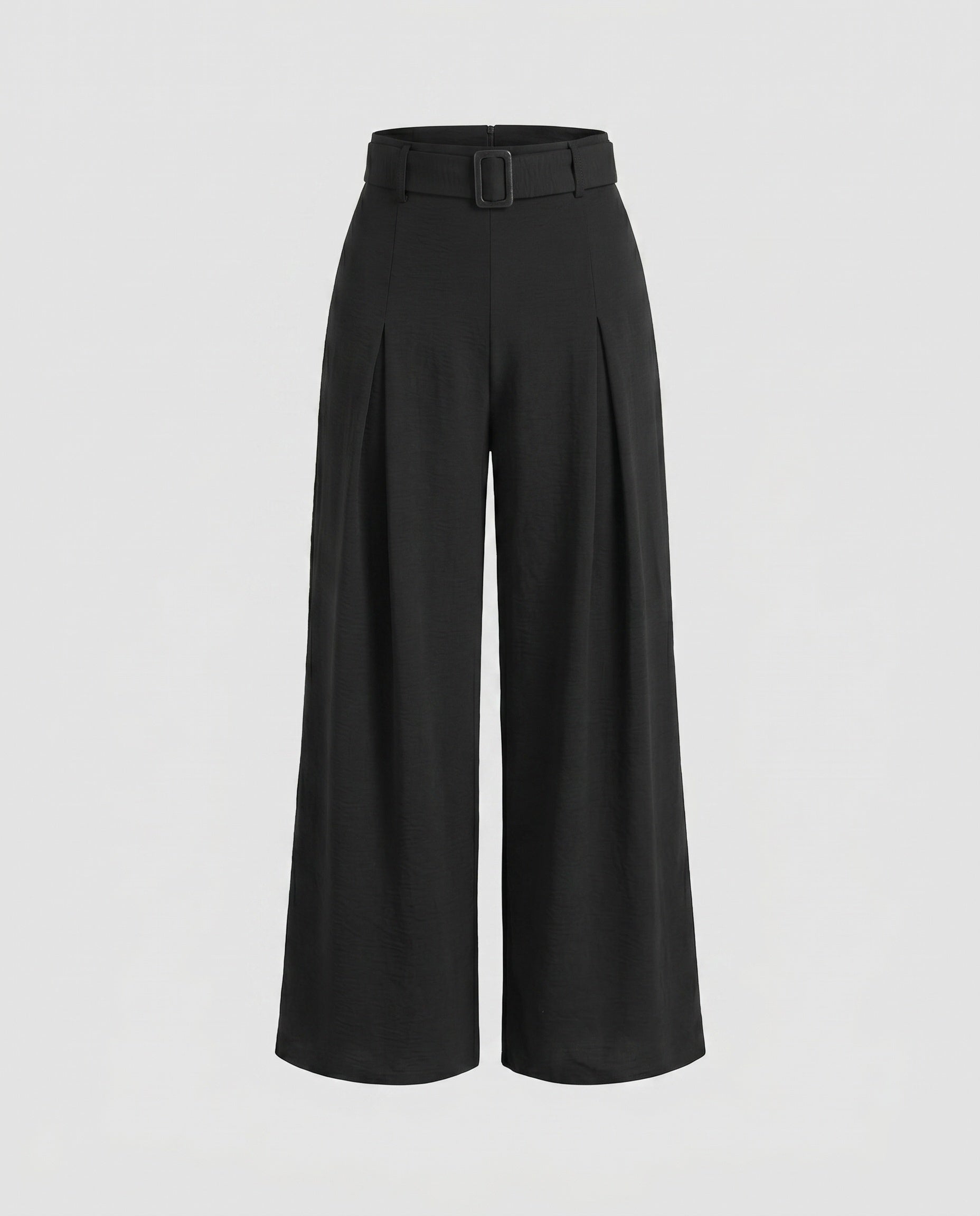 Women's High-Waisted Wide Leg Pants with Belt Loops and Pleats