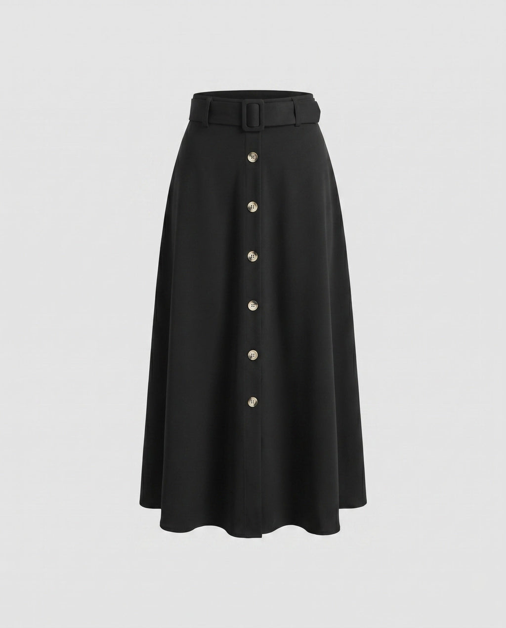 Women's Knee-Length Skirt with Side Slit and Button Details