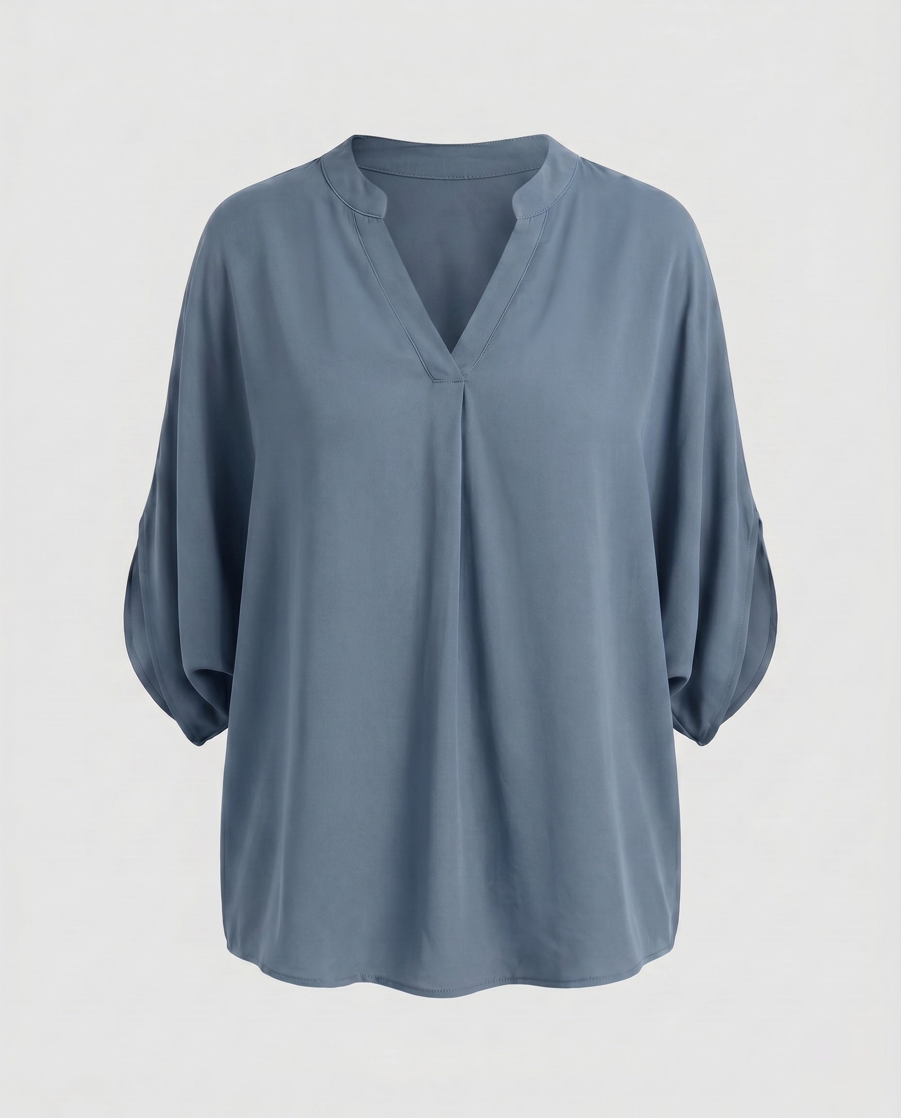 Women's Casual Blouse Shirt with V-Neck and Split Sleeves