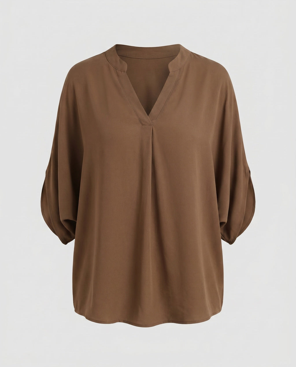 Women's Casual Blouse Shirt with V-Neck and Split Sleeves