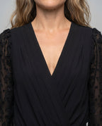 Women's Stylish Top with Playful Lace Sleeves - Close-Up Detail