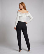 Women's Top with Transparent Lace Detailing, Sophisticated Wrap Design - Back View