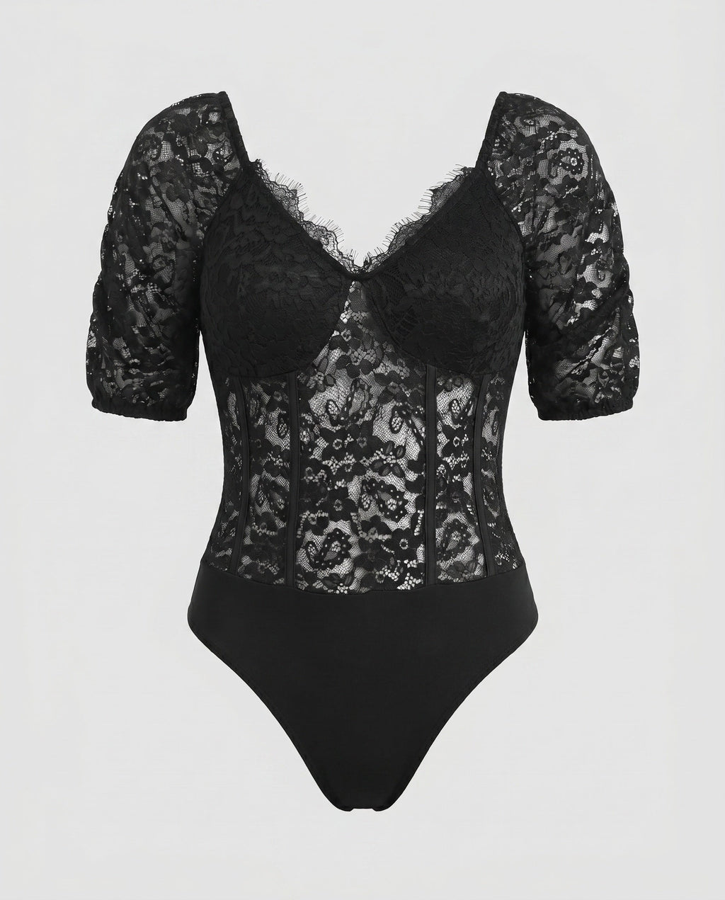 Women's Lace Bodysuits with Puff Sleeves