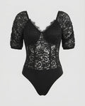 Women's Lace Bodysuits with Puff Sleeves