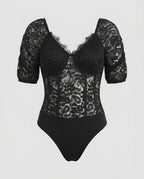 Women's Lace Bodysuits with Puff Sleeves